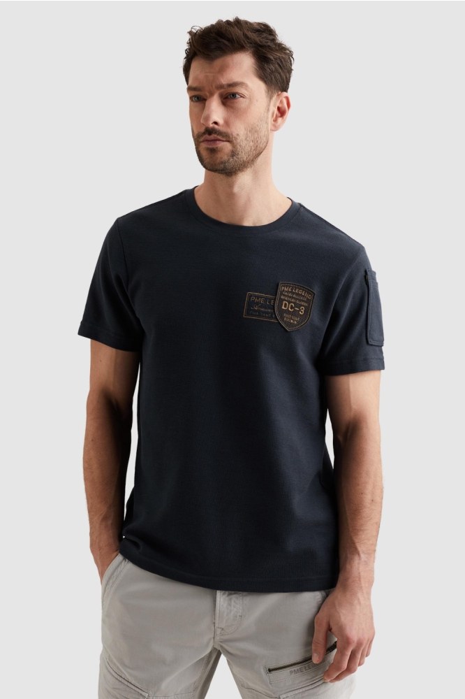 PME legend blauwe heren t-shirt | Model vooraanzicht