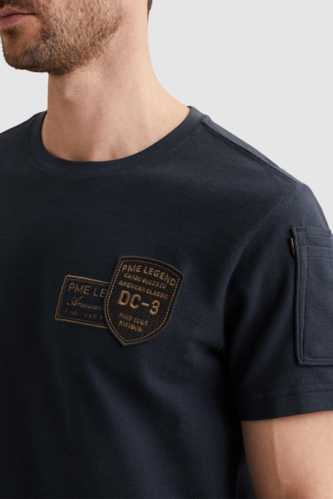 PME legend blauwe heren t-shirt | Close up