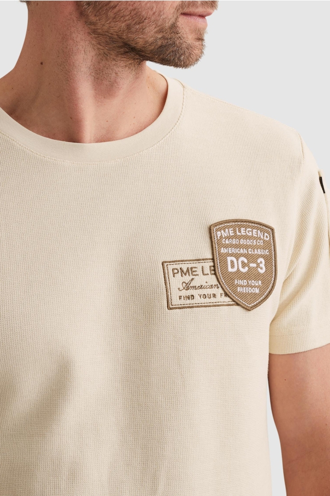 PME legend beige heren t-shirt | Close up