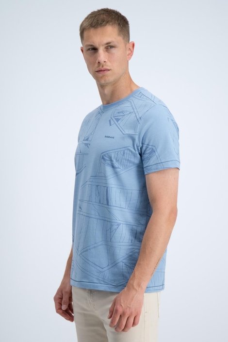 Gabbiano blauwe heren t-shirt | Model zijaanzicht