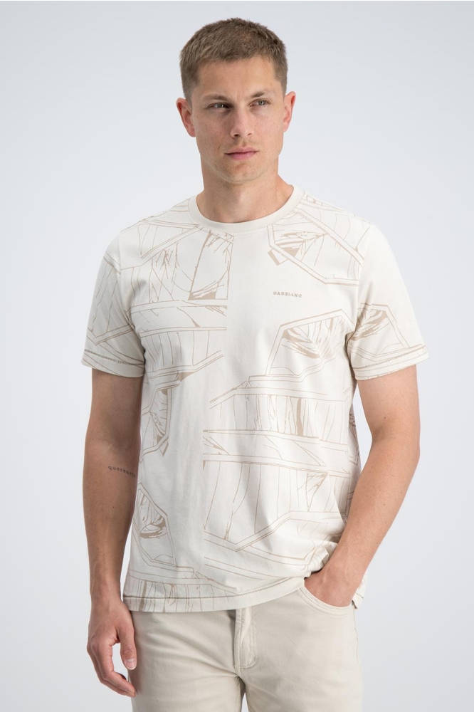 Gabbiano zand heren t-shirt | Model vooraanzicht