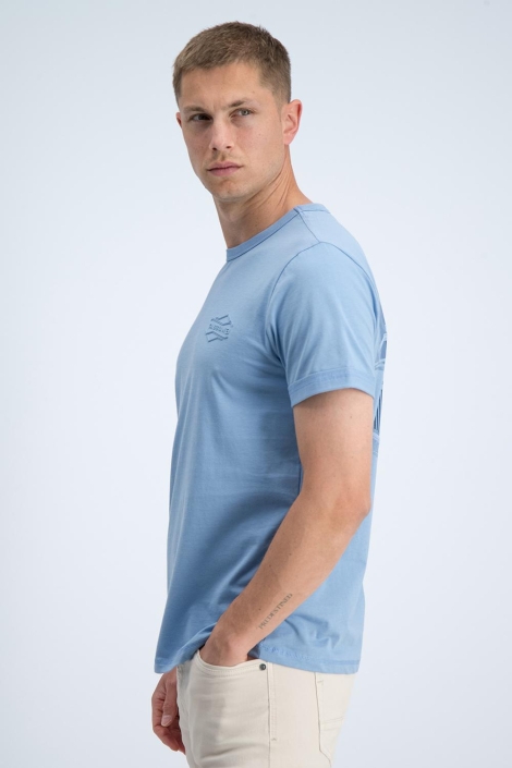 Gabbiano blauwe heren t-shirt | Model zijaanzicht