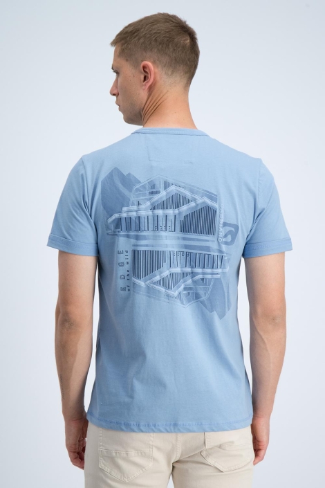 Gabbiano blauwe heren t-shirt | Model achteraanzicht