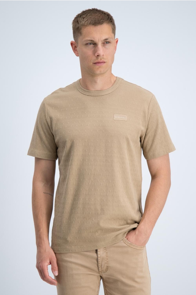 Gabbiano taupe heren t-shirt | Model vooraanzicht