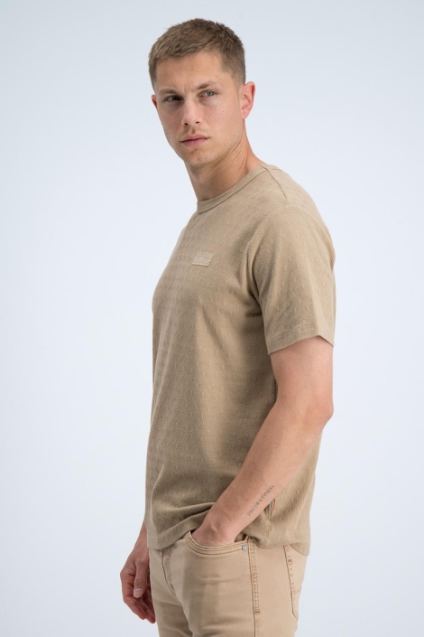 Gabbiano taupe heren t-shirt | Model zijaanzicht