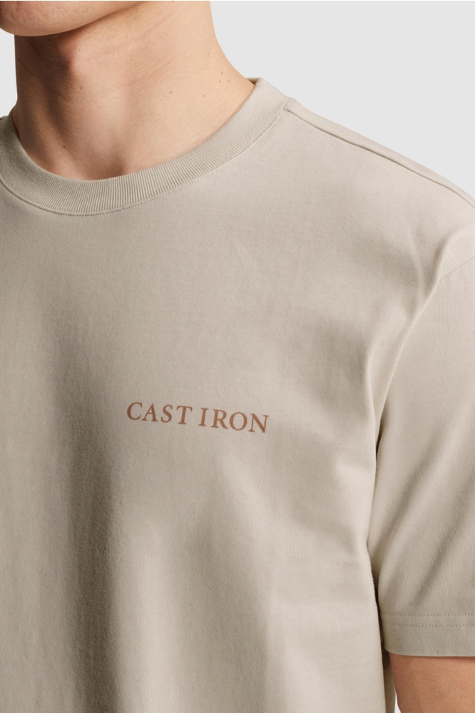 Cast Iron beige heren t-shirt | Close up