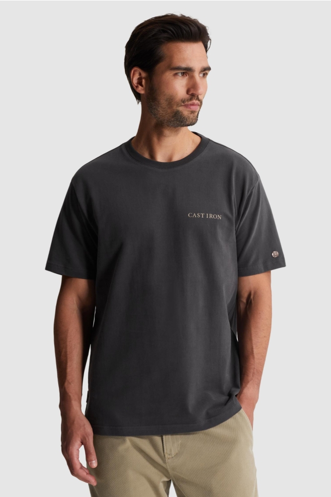 Cast Iron grijze heren t-shirt | Model vooraanzicht
