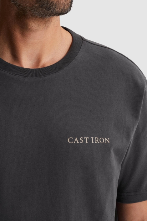 Cast Iron grijze heren t-shirt | Close up