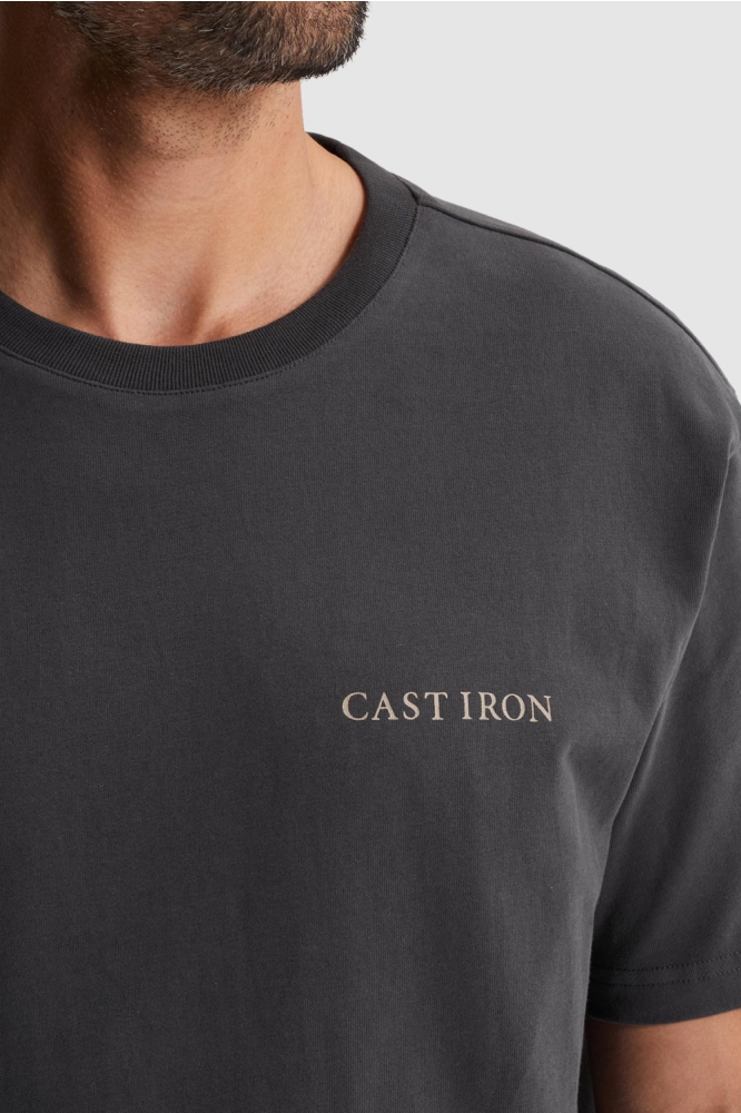 Cast Iron grijze heren t-shirt | Close up