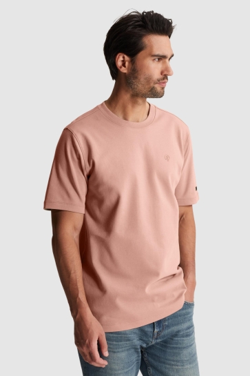 Cast Iron short sleeve r-neck regular fit in Roze