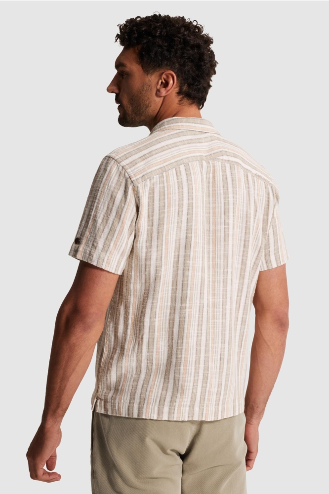 Cast Iron beige heren overhemd | Model achteraanzicht