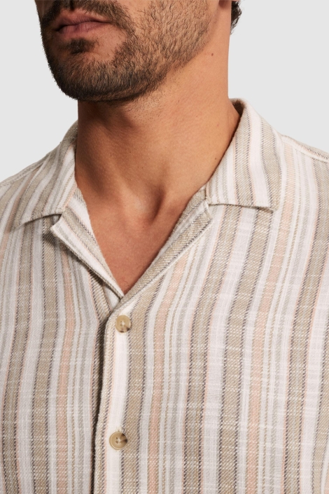 Cast Iron beige heren overhemd | Close up