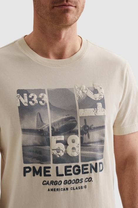 PME legend beige heren t-shirt | Close up