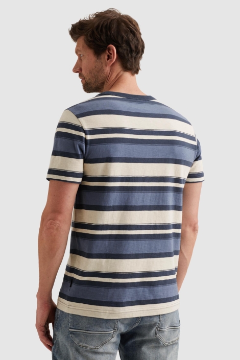 PME legend blauwe heren t-shirt | Model achteraanzicht