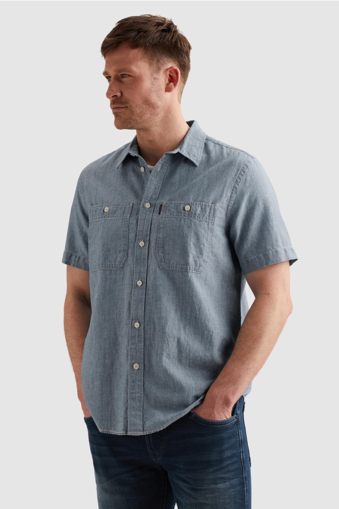 PME legend blauwe heren overhemd | Model vooraanzicht