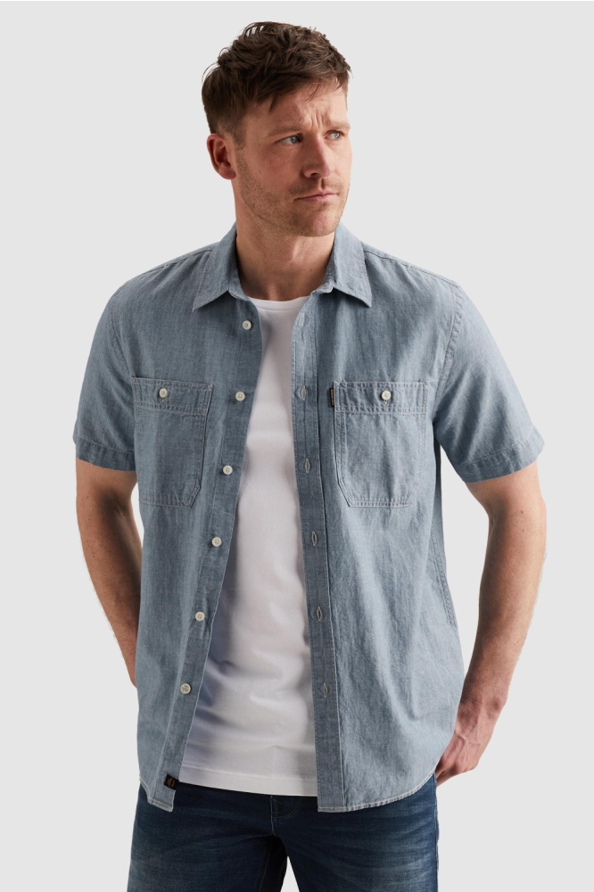 PME legend blauwe heren overhemd | Model vooraanzicht