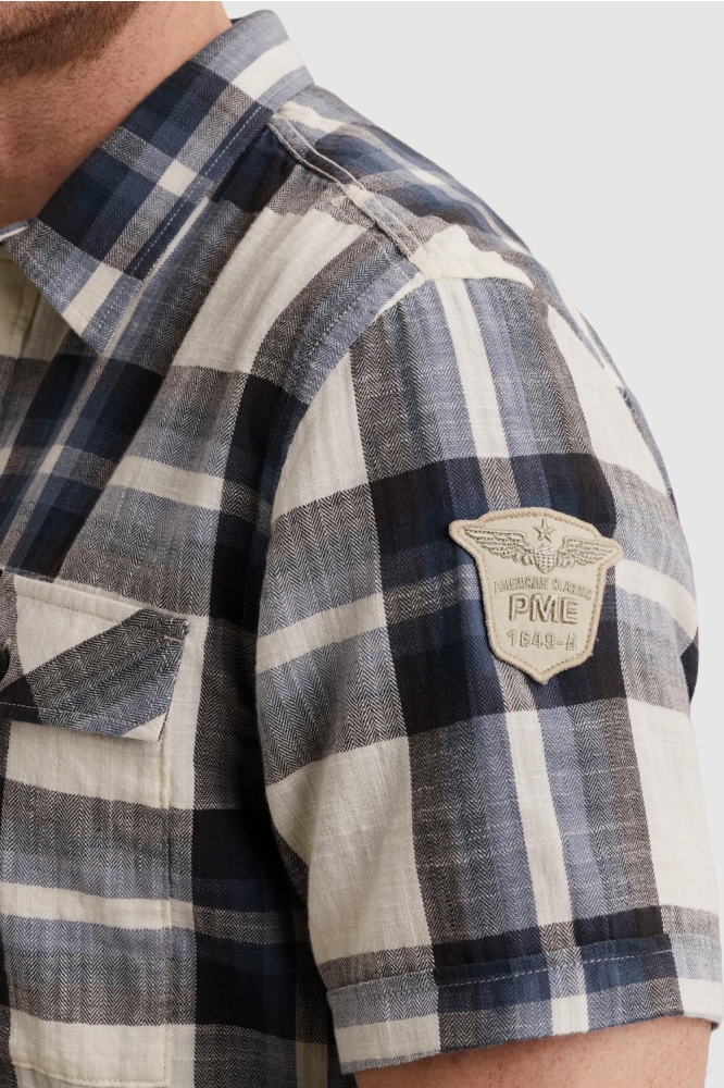 PME legend blauwe heren overhemd | Close up