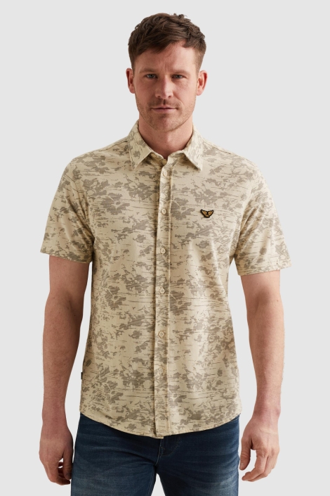 PME legend beige heren overhemd | Model vooraanzicht