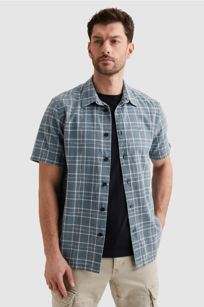 PME legend blauwe heren overhemd | Model vooraanzicht