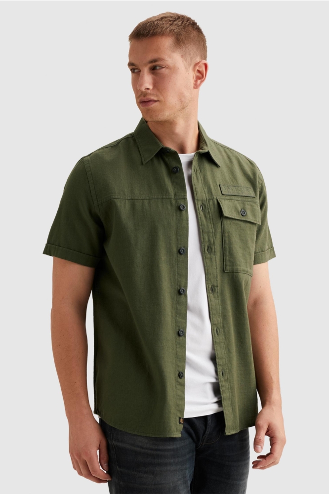 PME legend groene heren overhemd | Model zijaanzicht