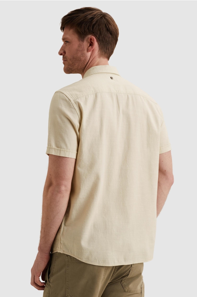 PME legend beige heren overhemd | Model achteraanzicht