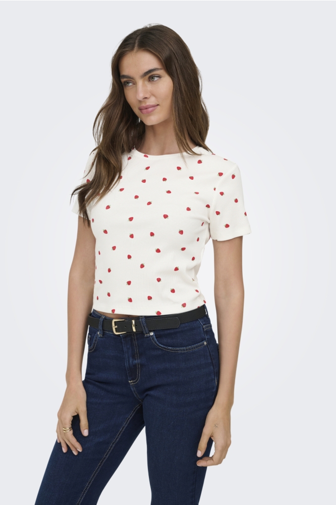 Only witte dames t-shirt | Model vooraanzicht