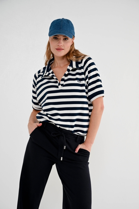 Maicazz blauwe dames t-shirt | Model vooraanzicht