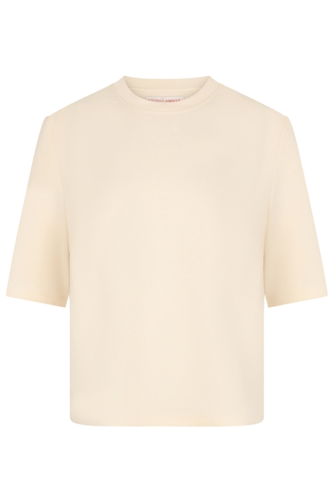 Studio Amaya beige dames t-shirt | Vooraanzicht