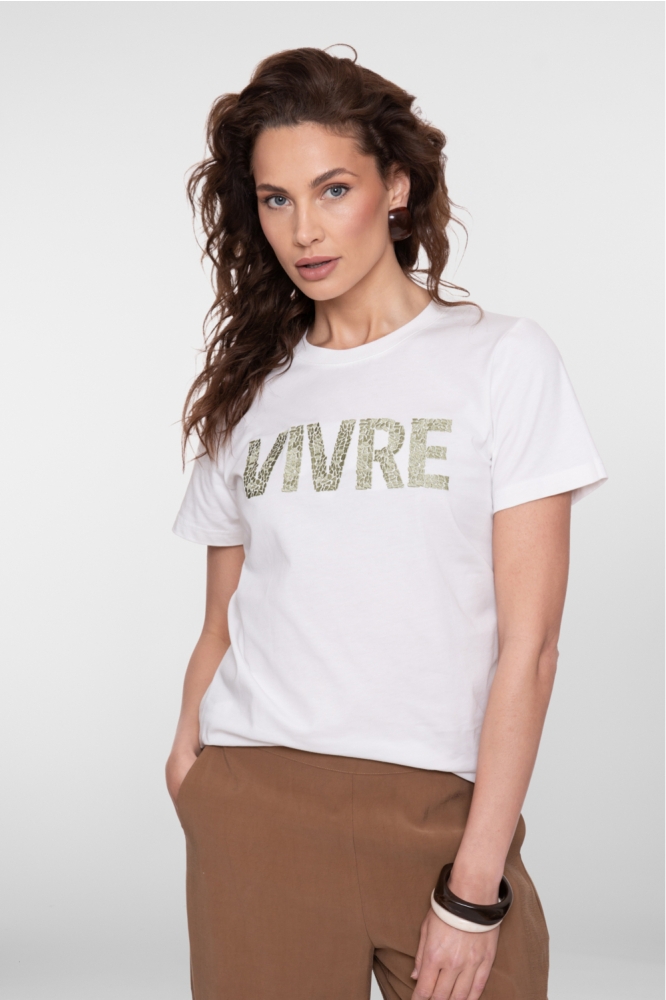 Geisha witte dames t-shirt | Model zijaanzicht