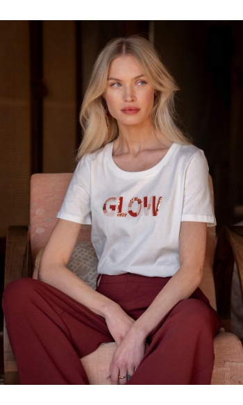 T SHIRT GLOW MET KORTE MOUWEN 62084 41 Off-white/Light pink