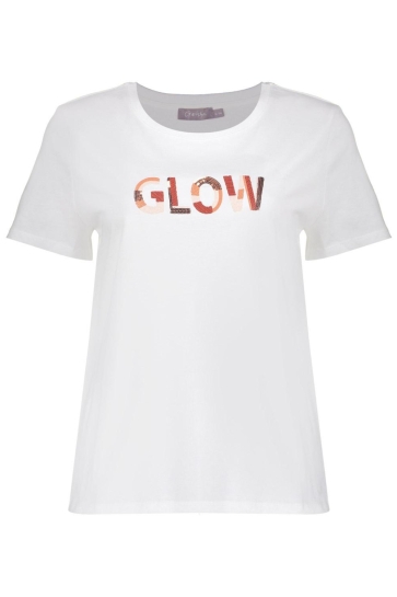 Geisha T SHIRT GLOW MET KORTE MOUWEN 62084 41 Off-white/Light pink