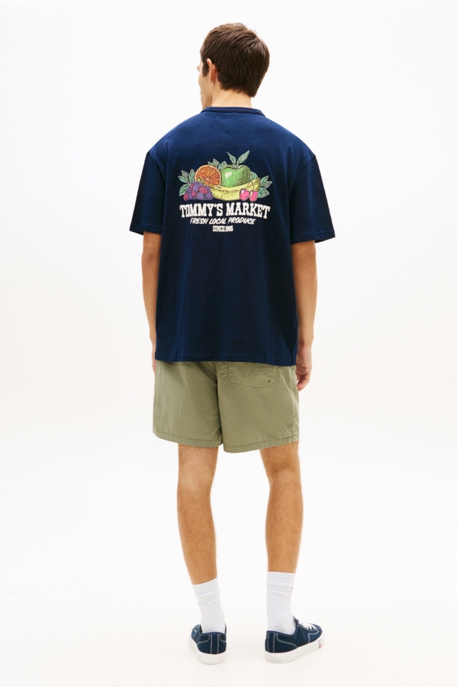 Tommy Jeans blauwe heren t-shirt | Model achteraanzicht