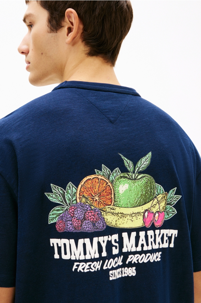 Tommy Jeans blauwe heren t-shirt | Close up
