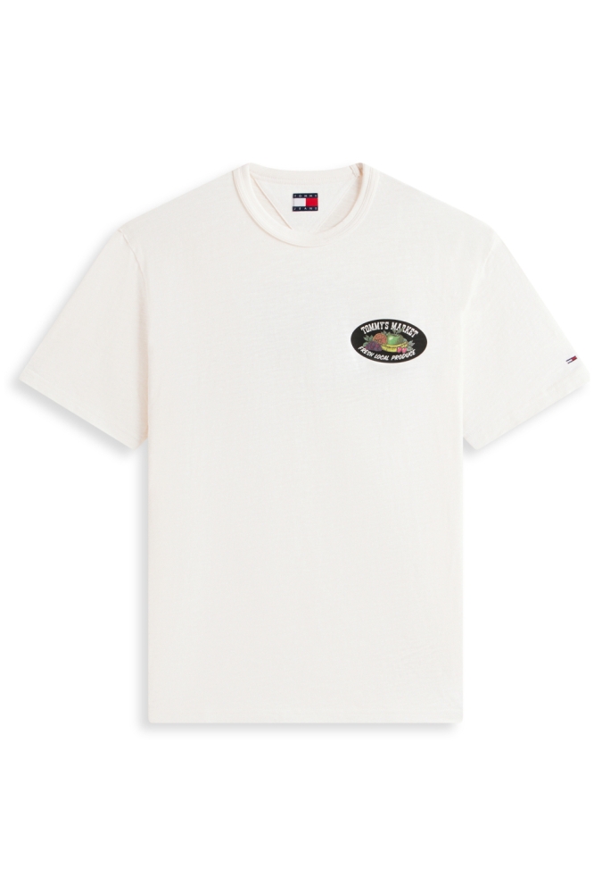 Tommy Jeans witte heren t-shirt | Vooraanzicht
