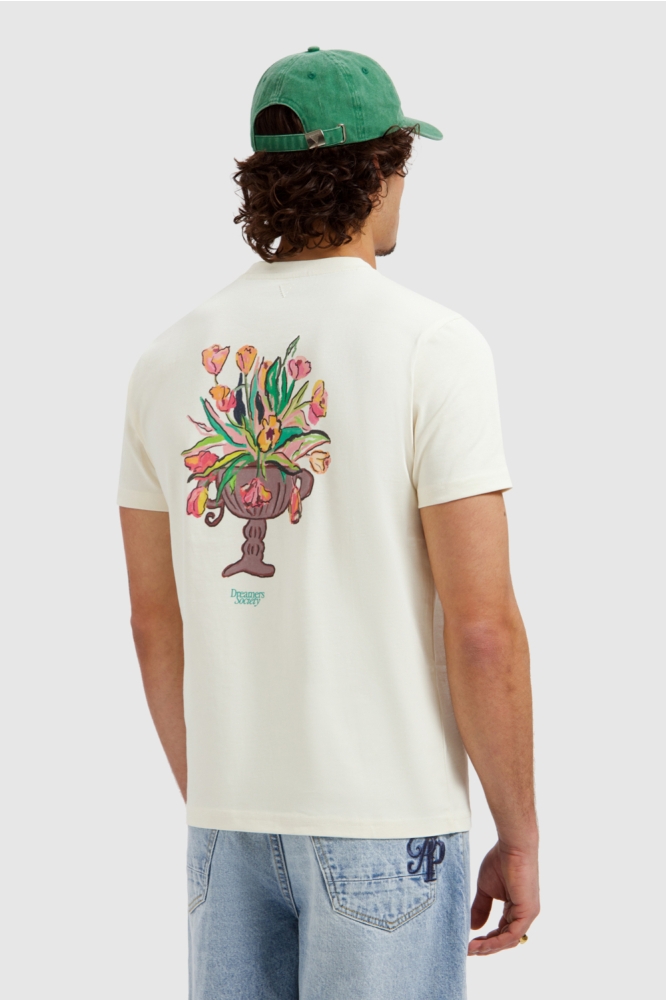 Pure Path ecru heren t-shirt | Model achteraanzicht