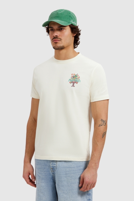 Pure Path ecru heren t-shirt | Model vooraanzicht