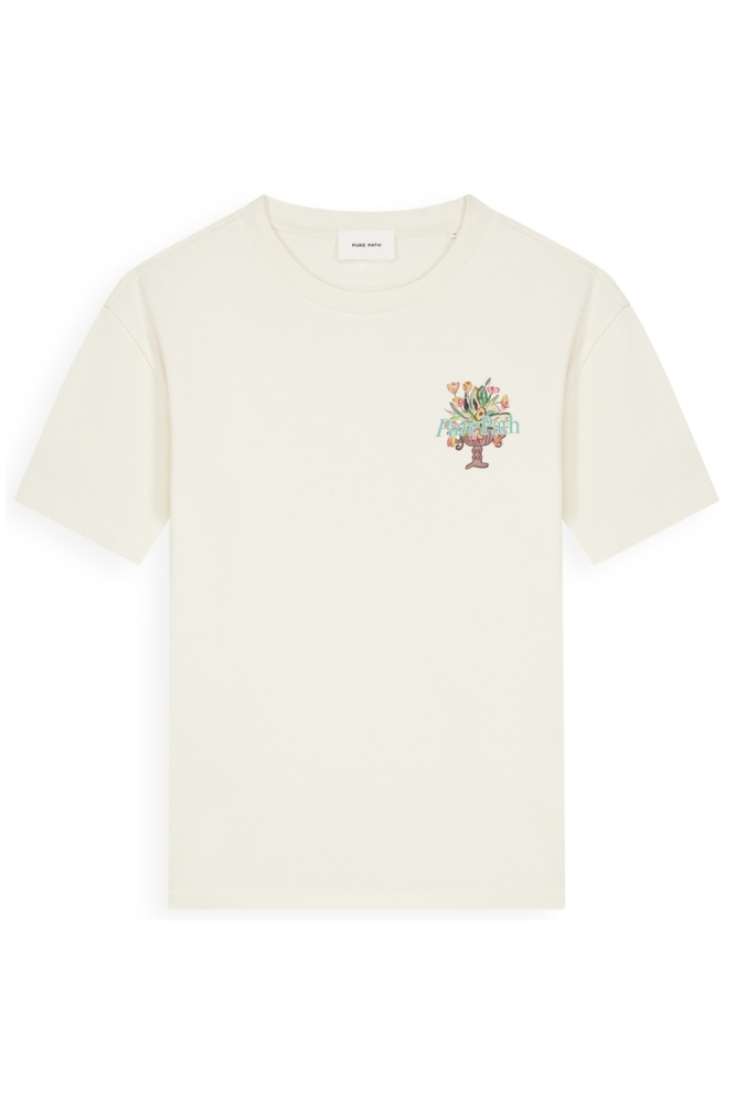 Pure Path ecru heren t-shirt | Vooraanzicht