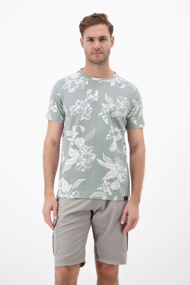 Lerros groene heren t-shirt | Model vooraanzicht