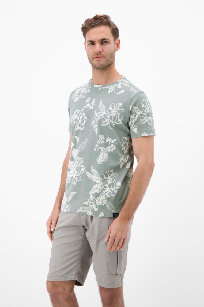 Lerros groene heren t-shirt | Model vooraanzicht