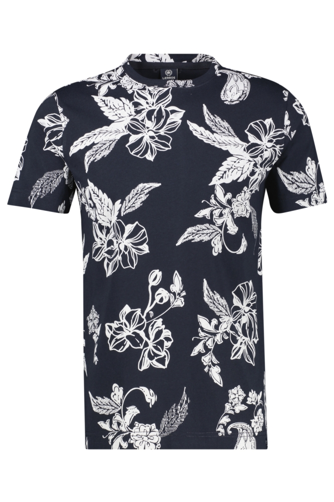 Lerros blauwe heren t-shirt | Vooraanzicht