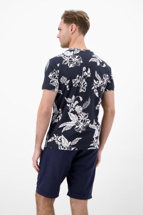 Lerros blauwe heren t-shirt | Model achteraanzicht