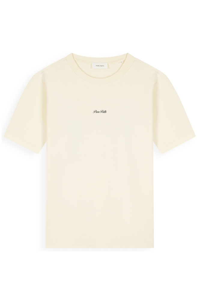 Pure Path ecru heren t-shirt | Vooraanzicht