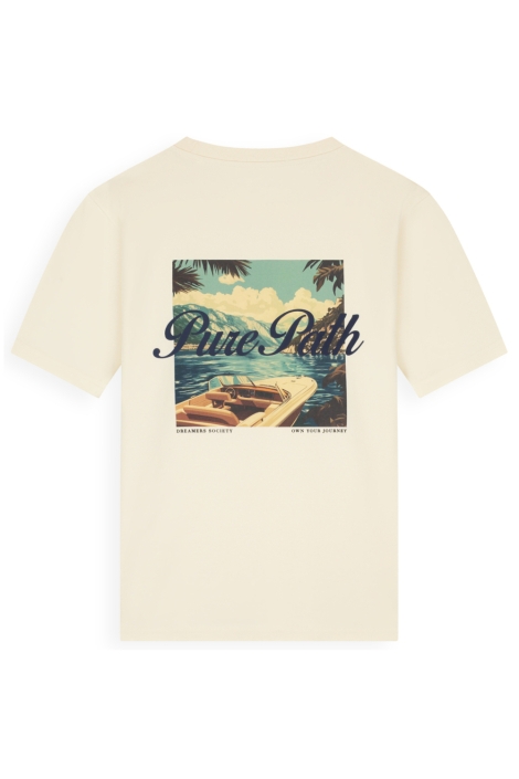 Pure Path ecru heren t-shirt | Achteraanzicht