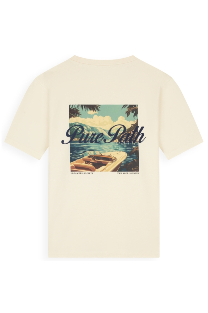Pure Path ecru heren t-shirt | Achteraanzicht