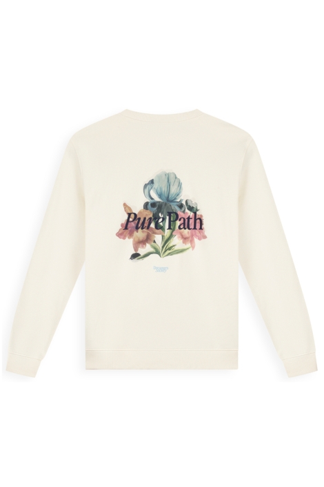 Pure Path ecru heren sweater | Vooraanzicht