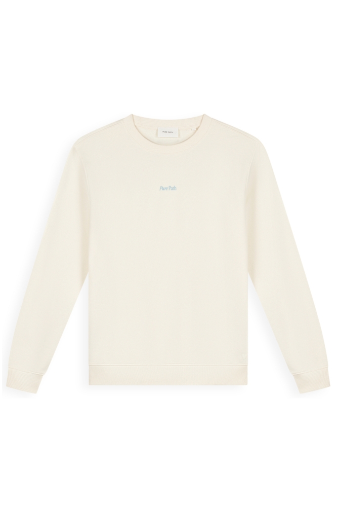 Pure Path ecru heren sweater | Achteraanzicht