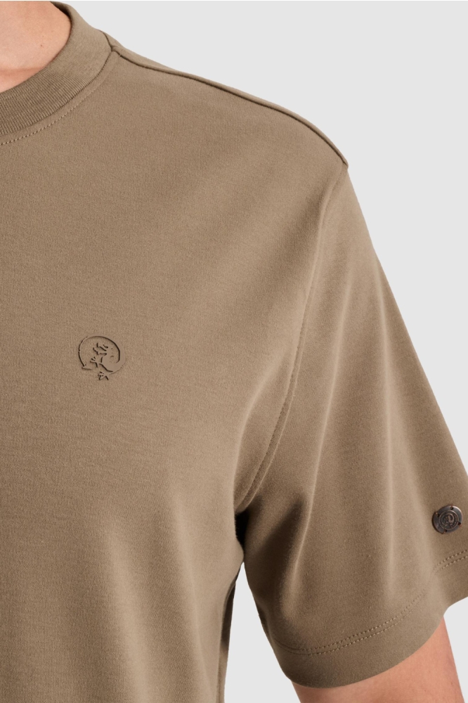 Cast Iron taupe heren t-shirt | Close up