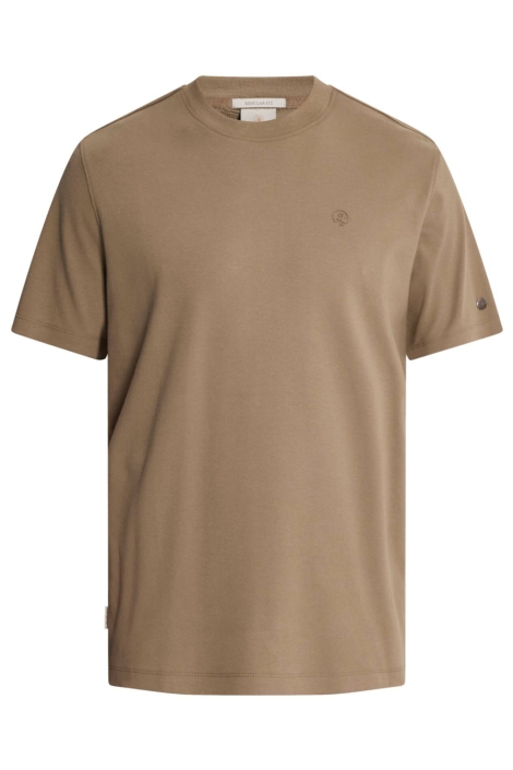 Cast Iron taupe heren t-shirt | Vooraanzicht