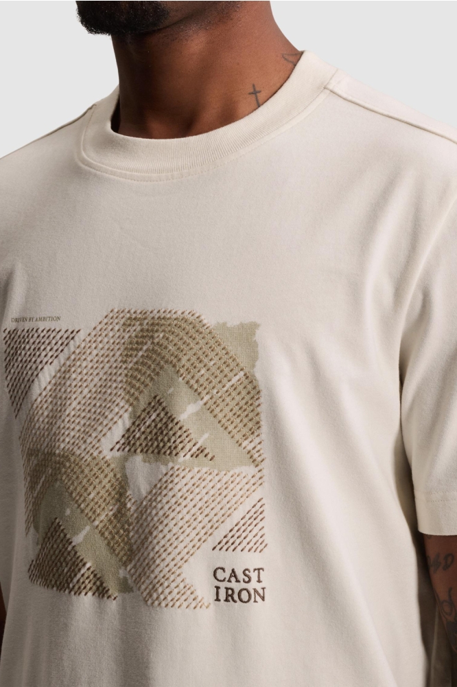 Cast Iron beige heren t-shirt | Close up