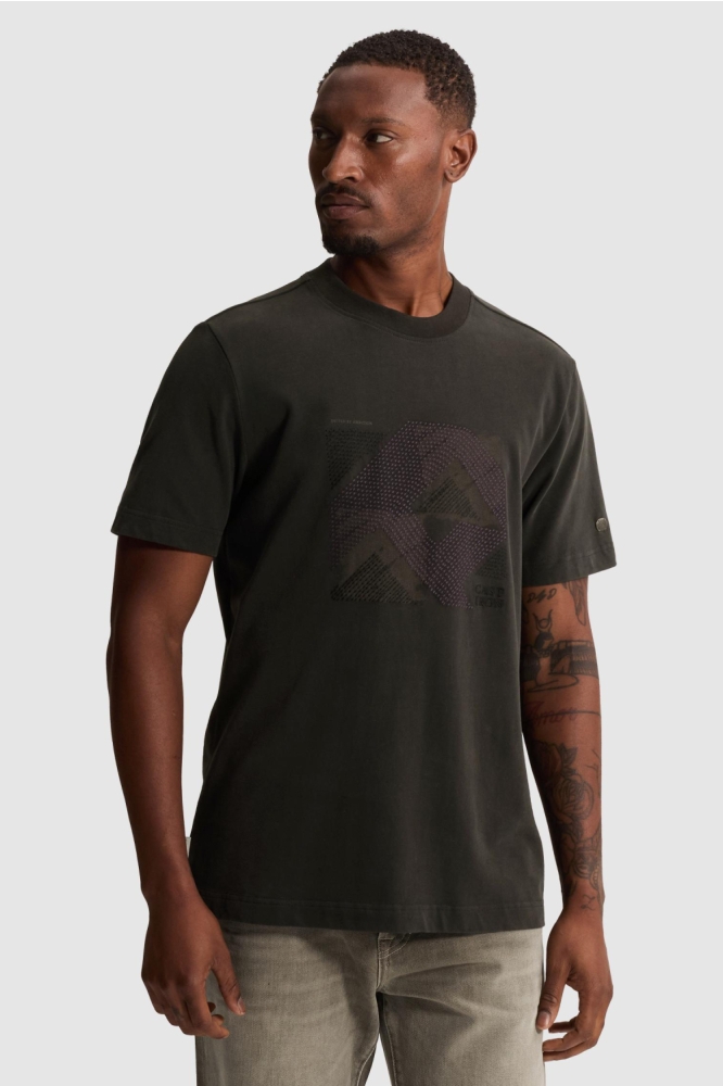 Cast Iron grijze heren t-shirt | Model vooraanzicht